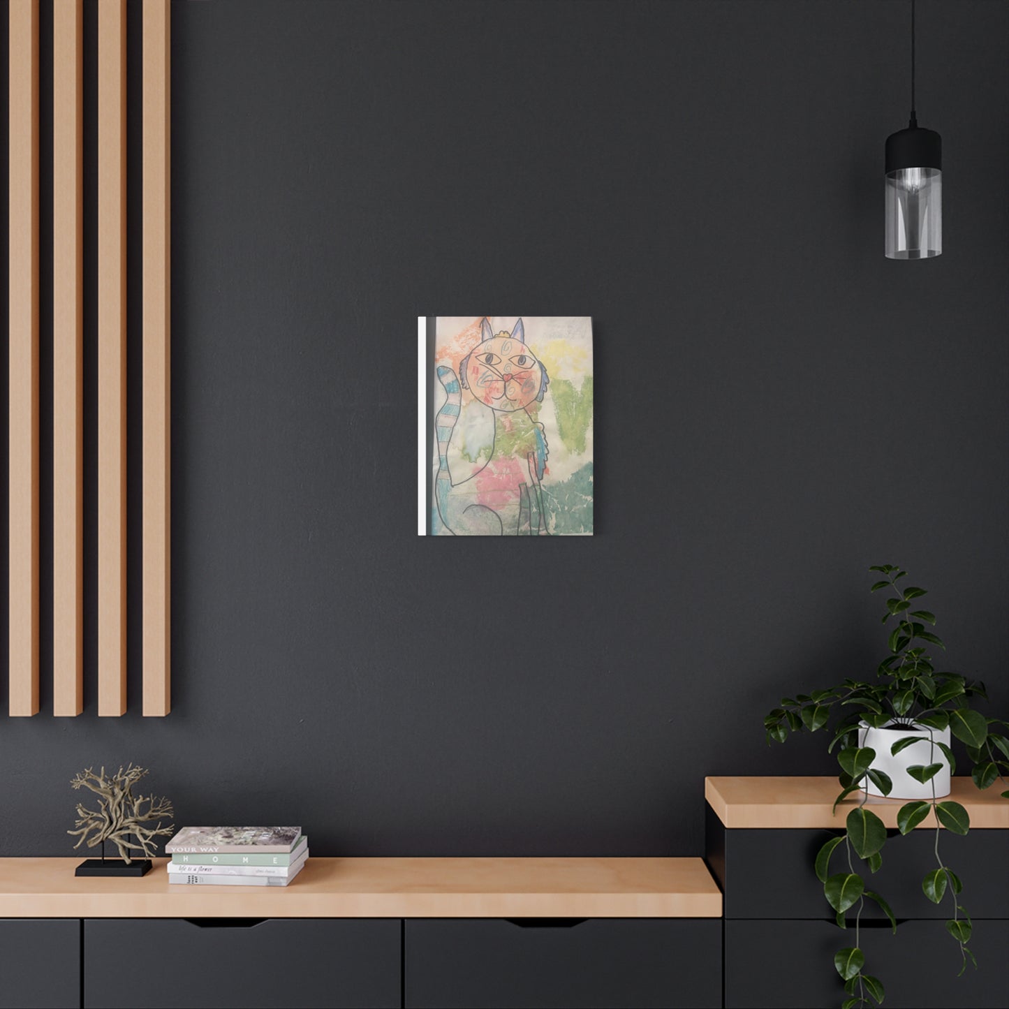 Canvas Wall Art - 'Creation by CHARLETTE' 1990s Colorful Cat Design