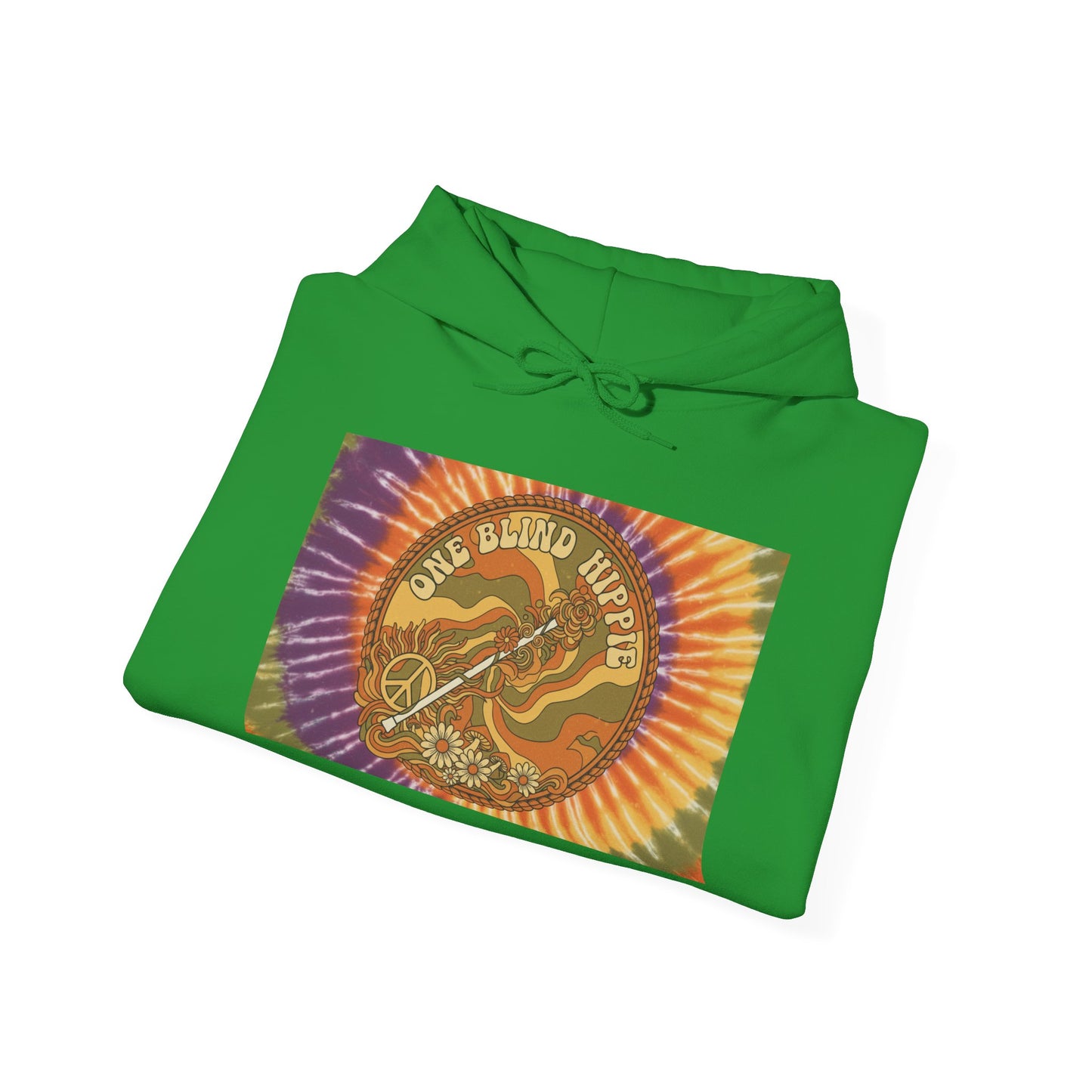 A Positive Vibes Hoodie — "One Blind Hippie" Graphic