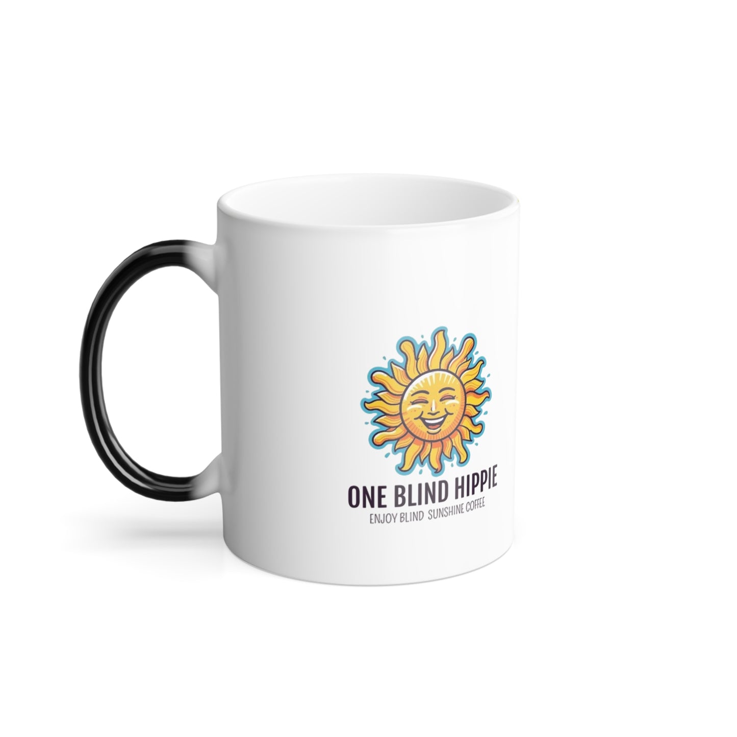 1 Color Morphing Mug - One Blind Hippie, Color Changing Coffee Cup, Fun Gift for Hippies, Unique Tea Mug, Tie-Dye Vibe