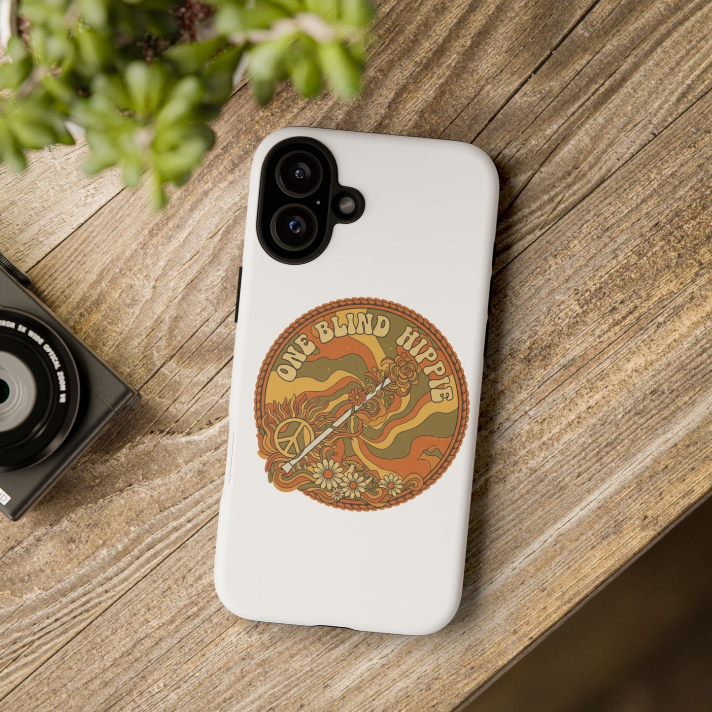 'One Blind Hippie' Retro Peace Phone Case