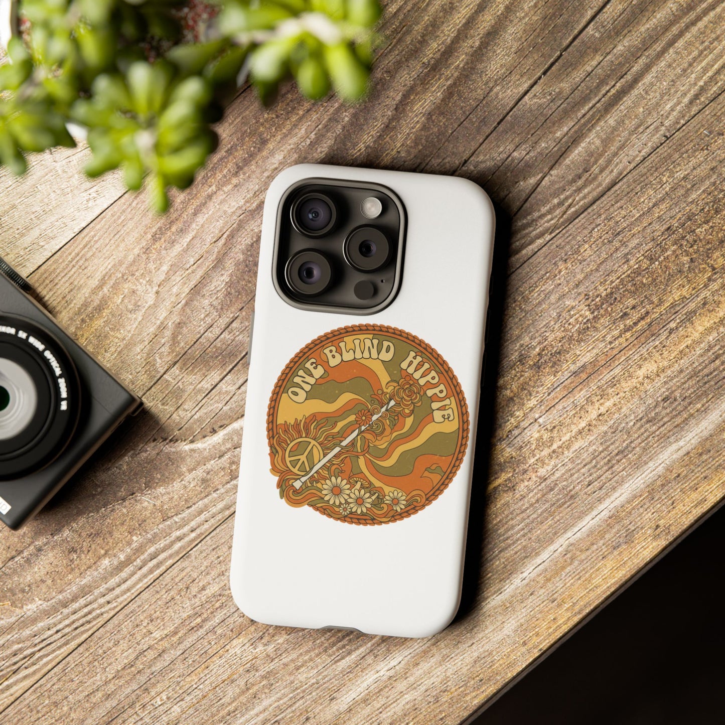 'One Blind Hippie' Retro Peace Phone Case