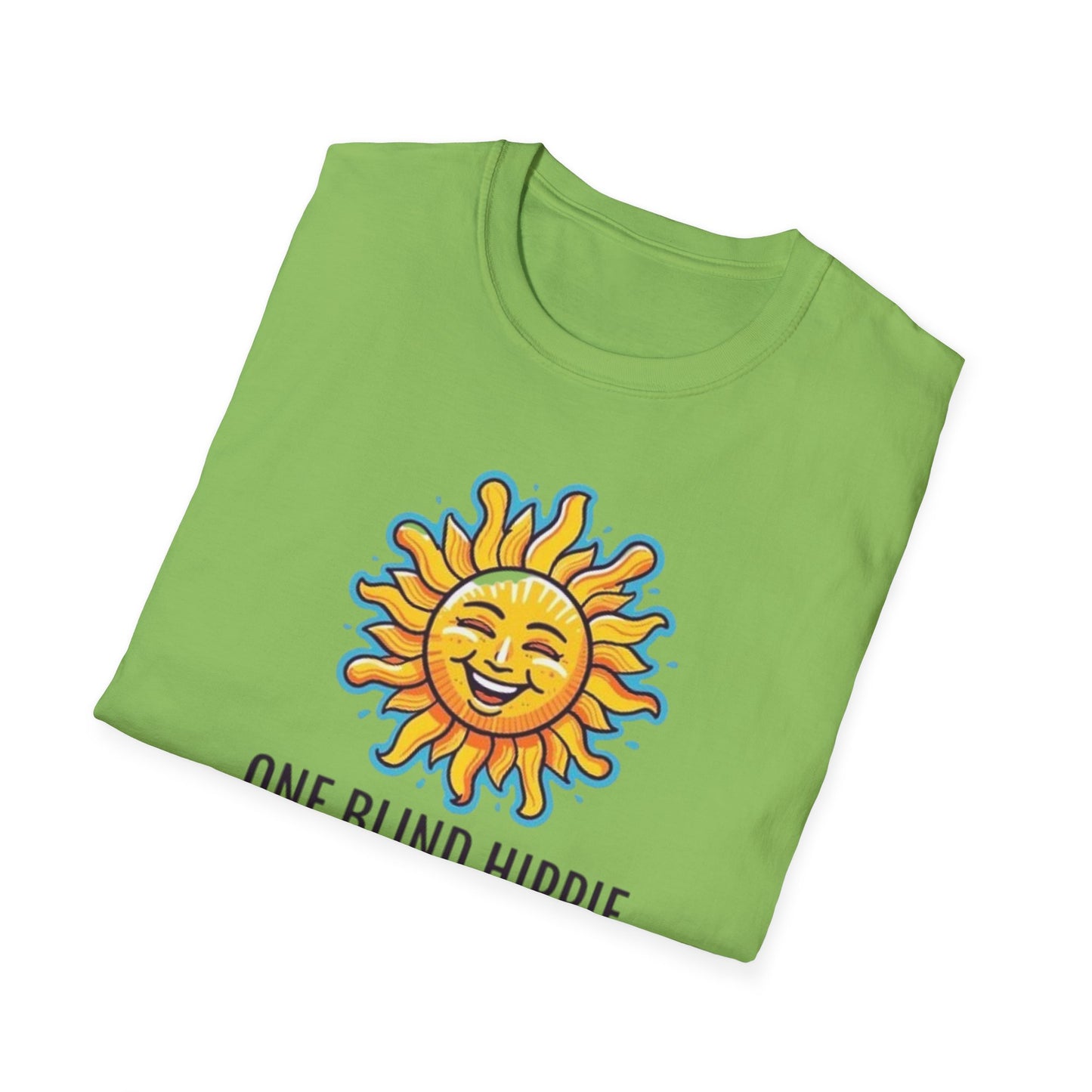 1 Unisex Graphic T-Shirt with Sun Design, One Blind Hippie Shirt, Boho Style Tee, Perfect for Festivals or Casual Wear, Gift for Friends