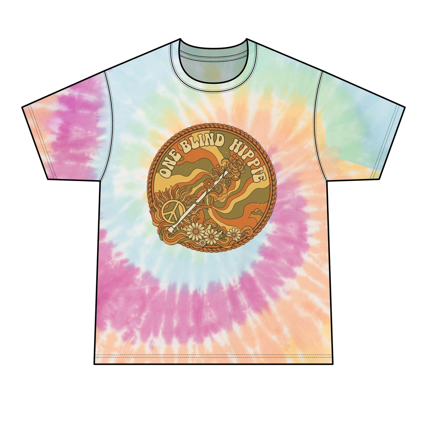 A Retro 'One Blind Hippie' Tie-Dye Tee — Vintage Psychedelic Graphic Shirt