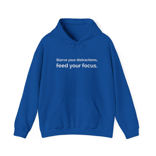 A Motivational Hoodie — “Starve Your Distractions, Feed Your Focus” Tie-Dye Back Design