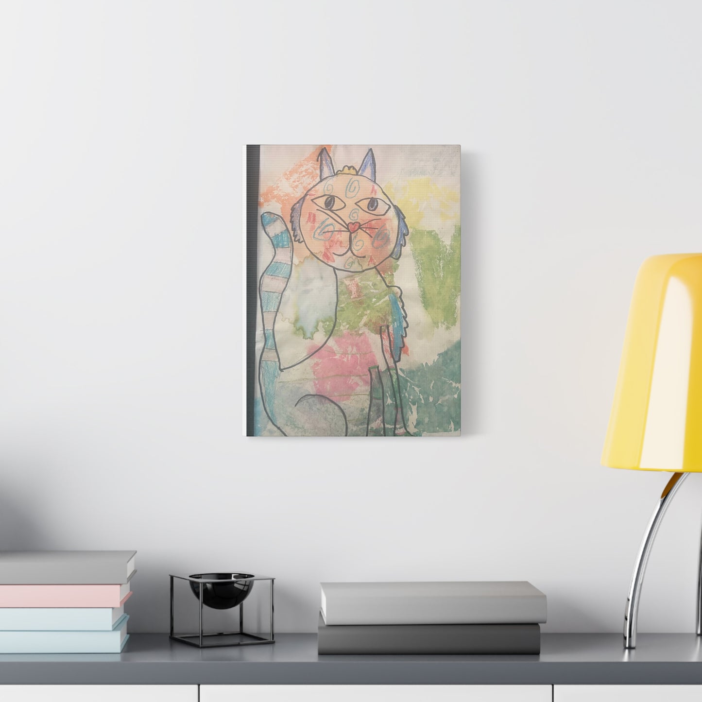 Canvas Wall Art - 'Creation by CHARLETTE' 1990s Colorful Cat Design