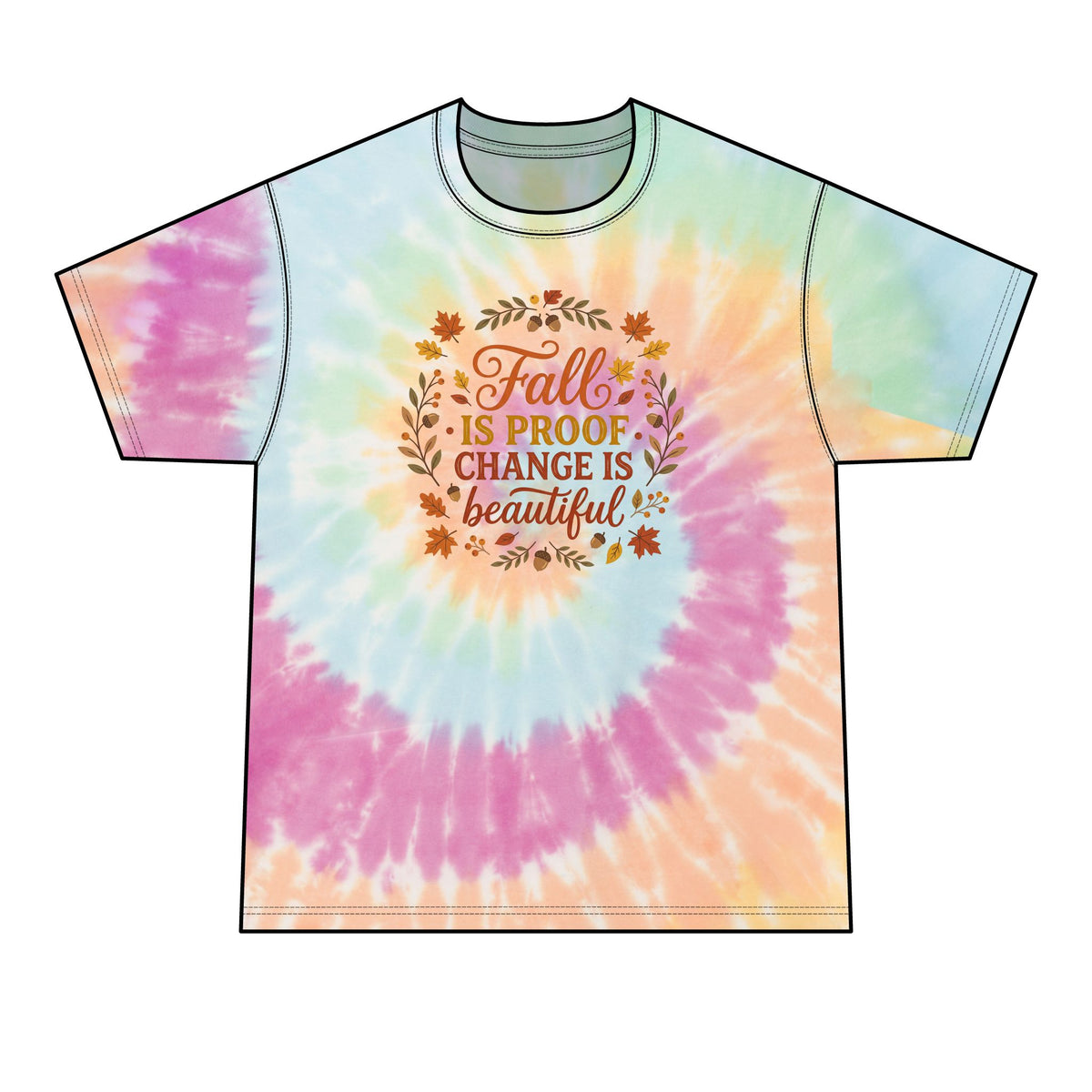 Fall Tie-Dye Tee — "Fall is Proof Change is Beautiful" Men’s Autumn T-Shirt