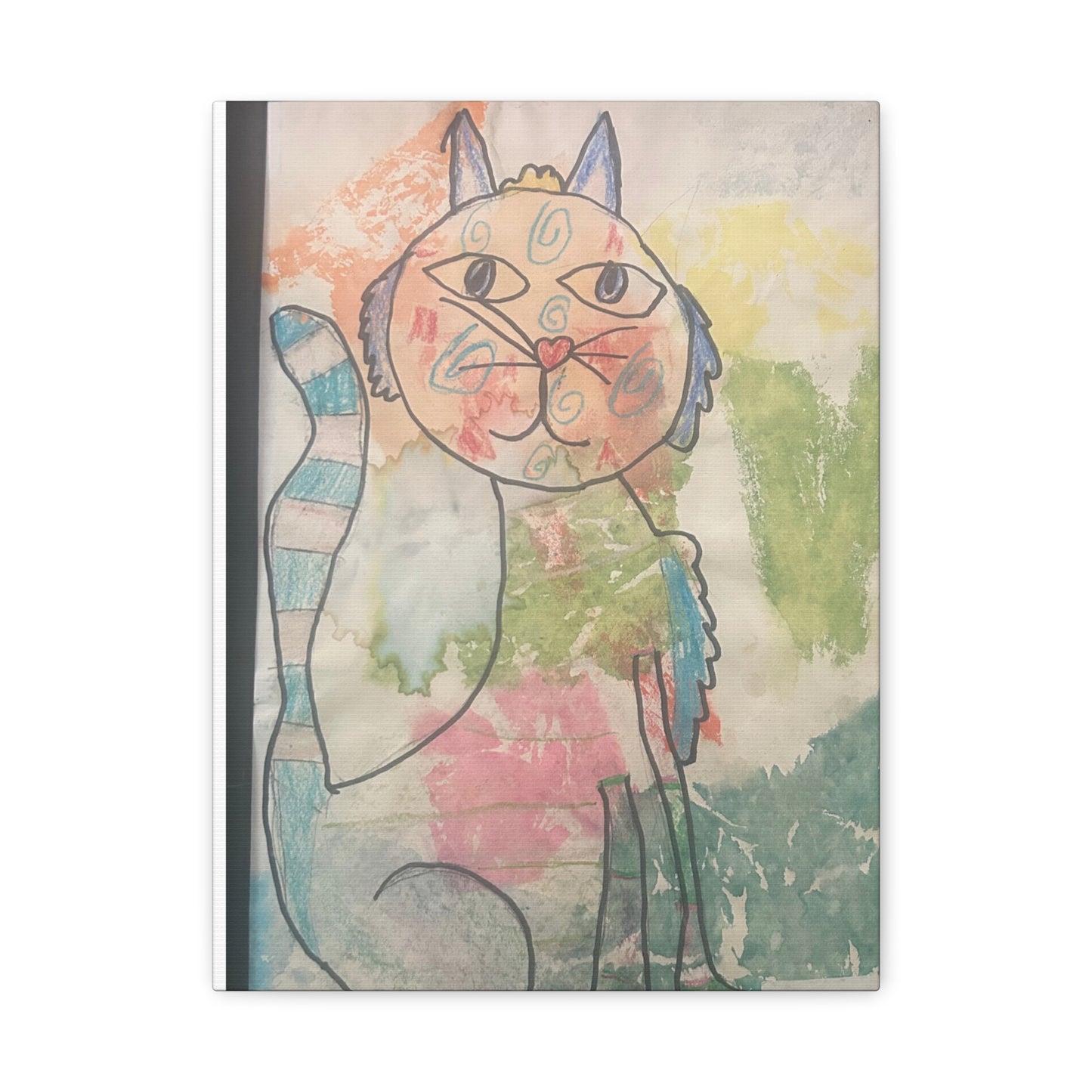 Canvas Wall Art - 'Creation by CHARLETTE' 1990s Colorful Cat Design