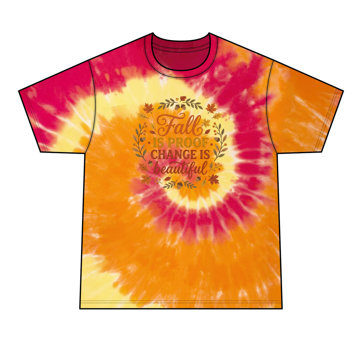 Fall Tie-Dye Tee — "Fall is Proof Change is Beautiful" Men’s Autumn T-Shirt