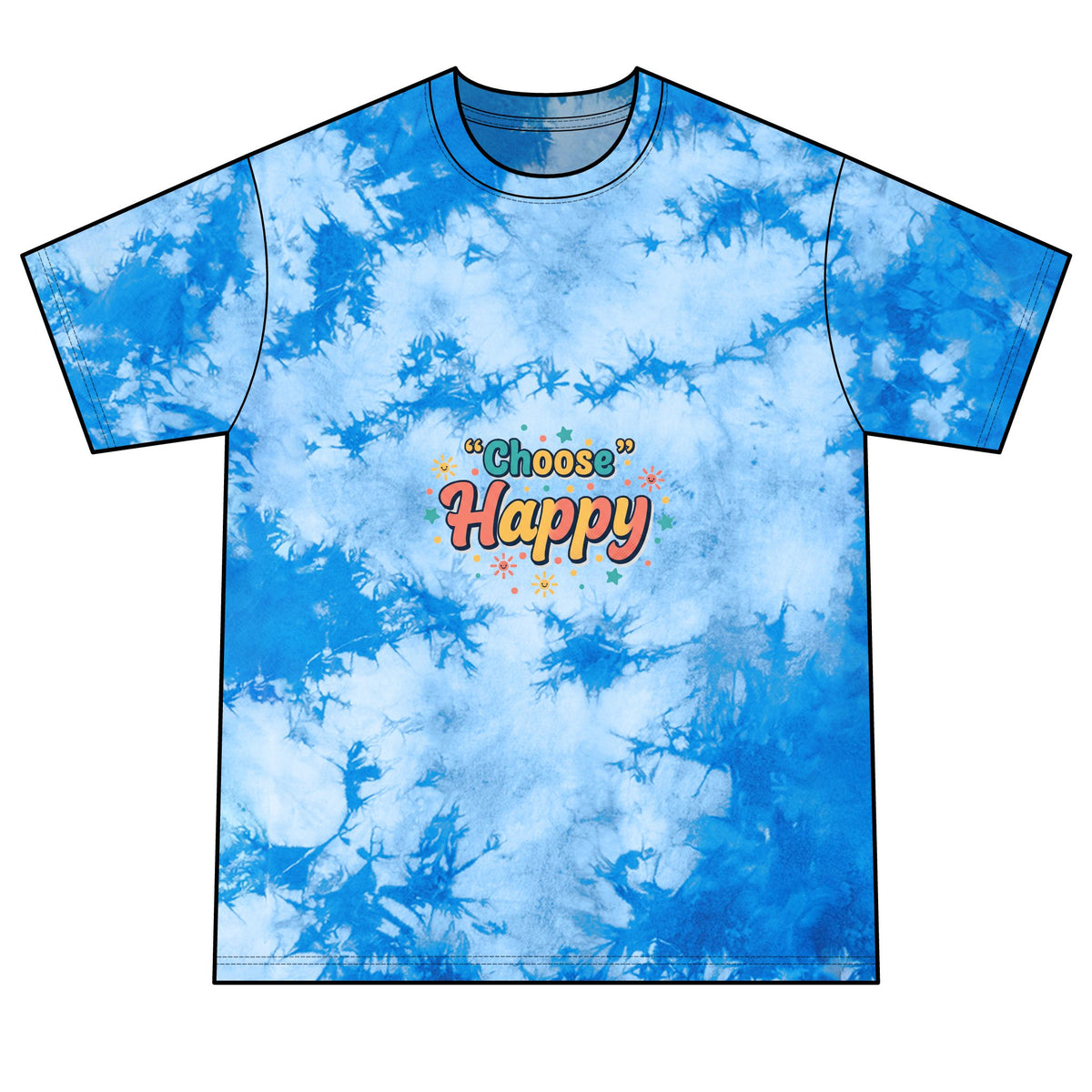 Tie-Dye Tee — "Choose Joy" Sun & Crystal Graphic