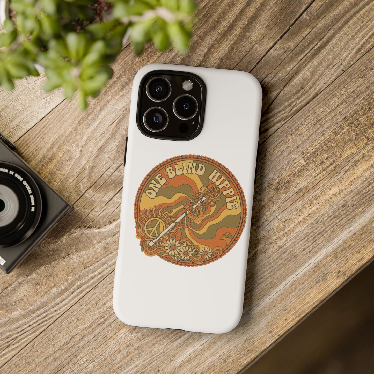 'One Blind Hippie' Retro Peace Phone Case