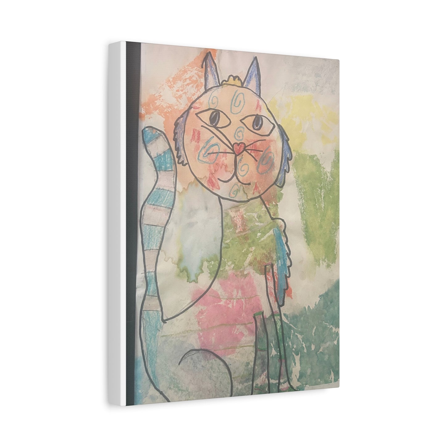 Canvas Wall Art - 'Creation by CHARLETTE' 1990s Colorful Cat Design
