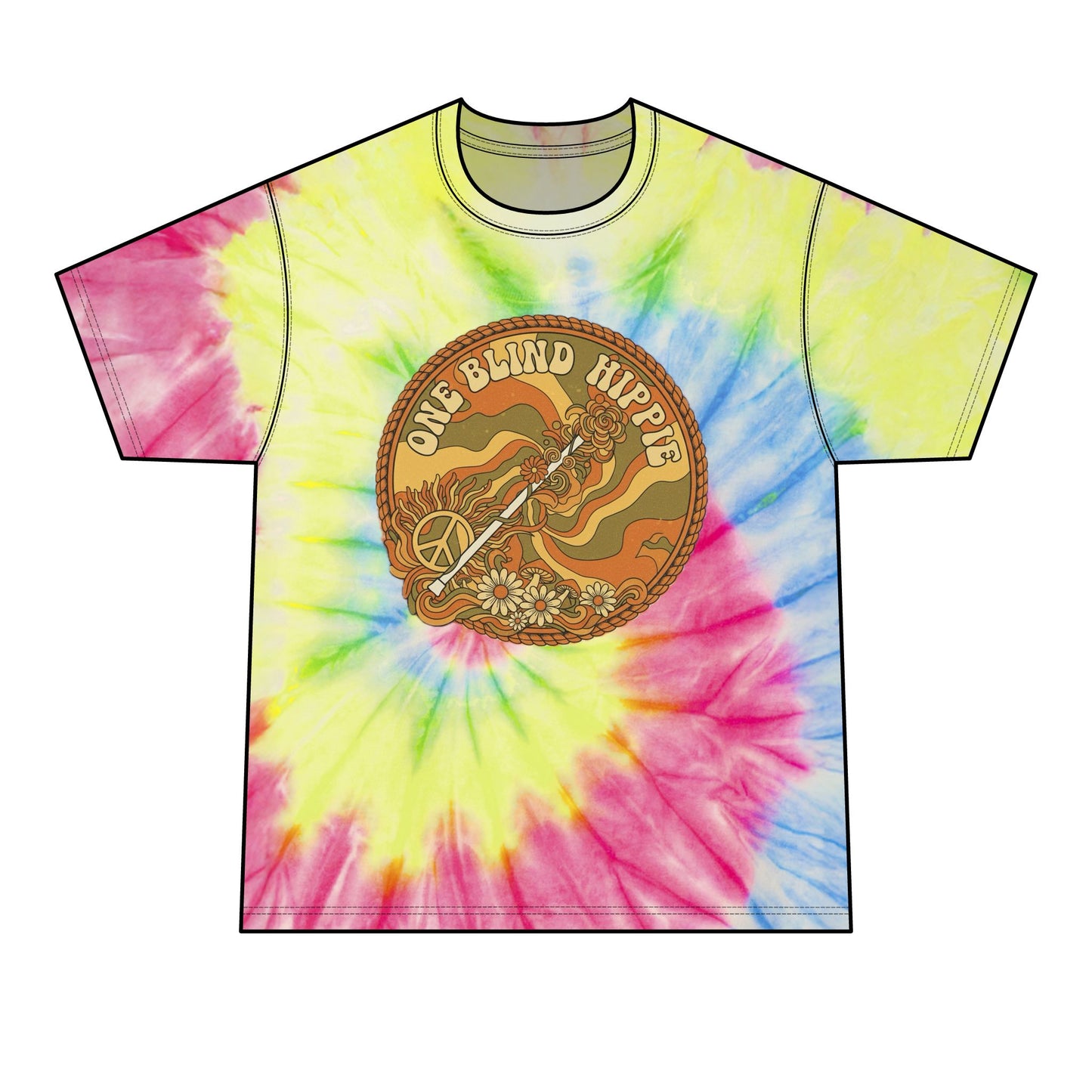 A Retro 'One Blind Hippie' Tie-Dye Tee — Vintage Psychedelic Graphic Shirt