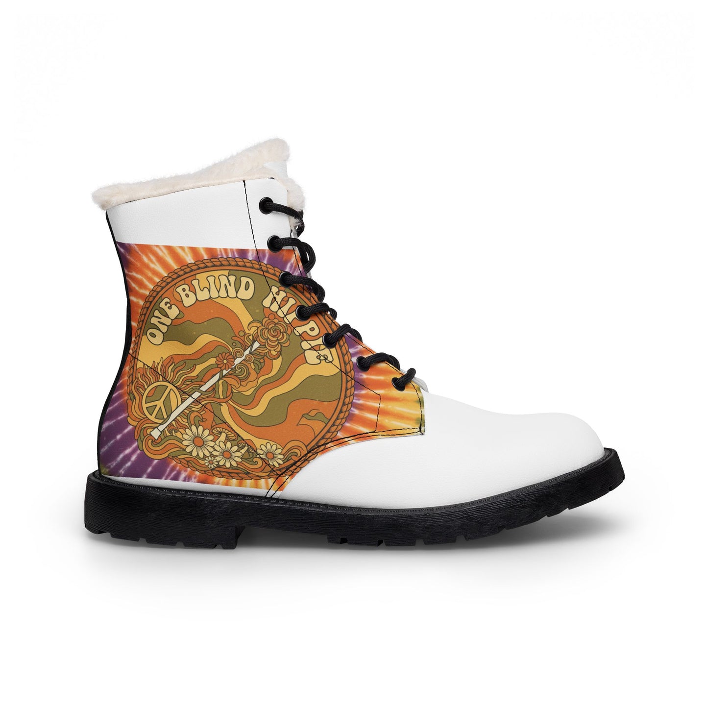 Women's Boots — 'Positive Thoughts Positive Vibes' Hippie Fur & Leather Fashion Boots