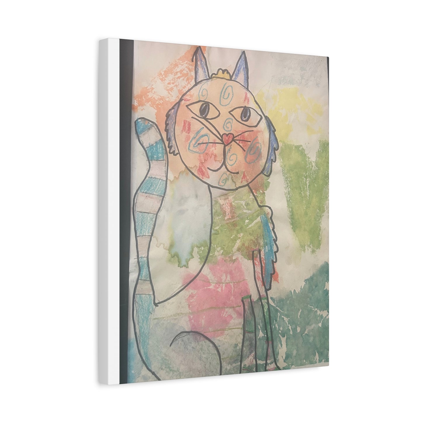Canvas Wall Art - 'Creation by CHARLETTE' 1990s Colorful Cat Design