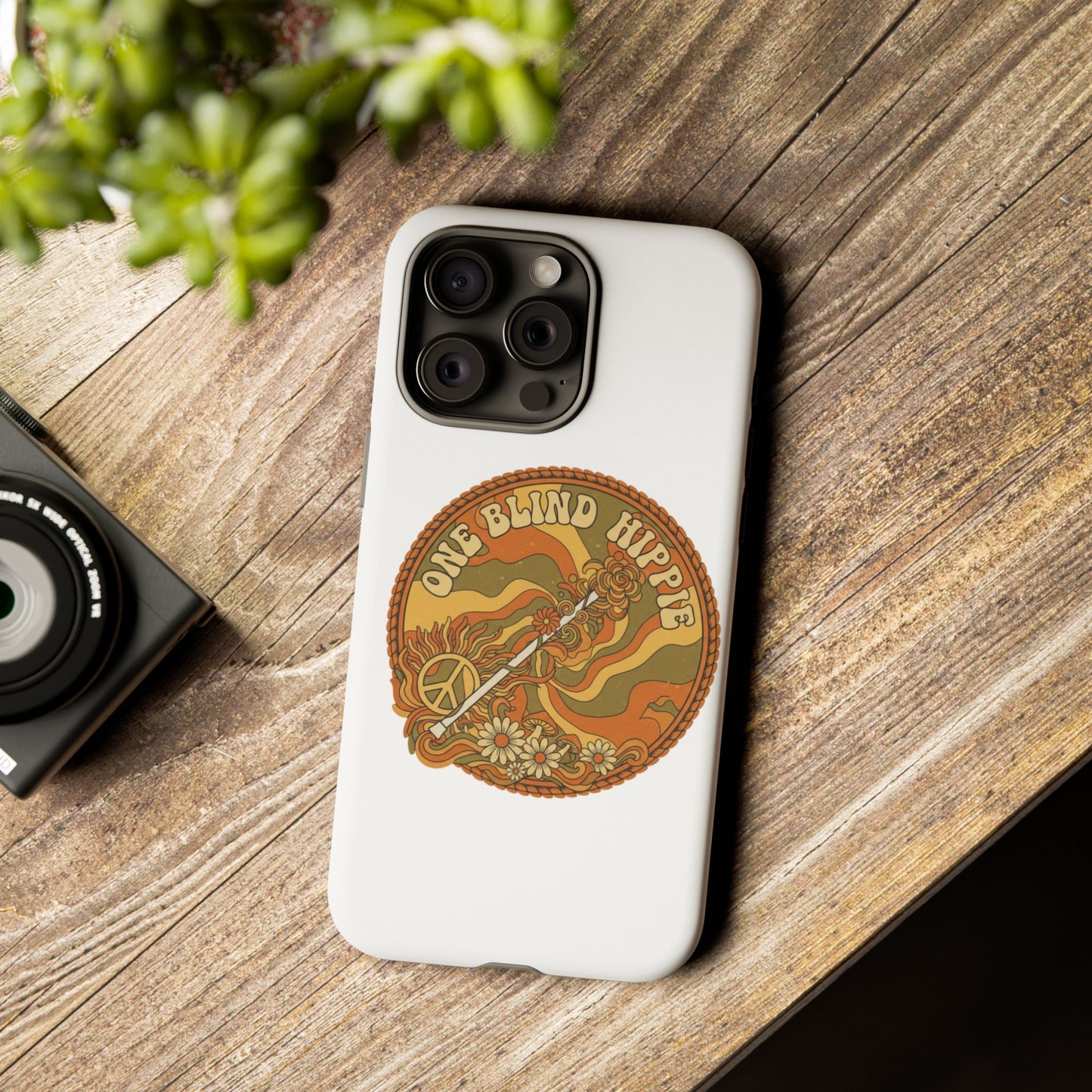 'One Blind Hippie' Retro Peace Phone Case