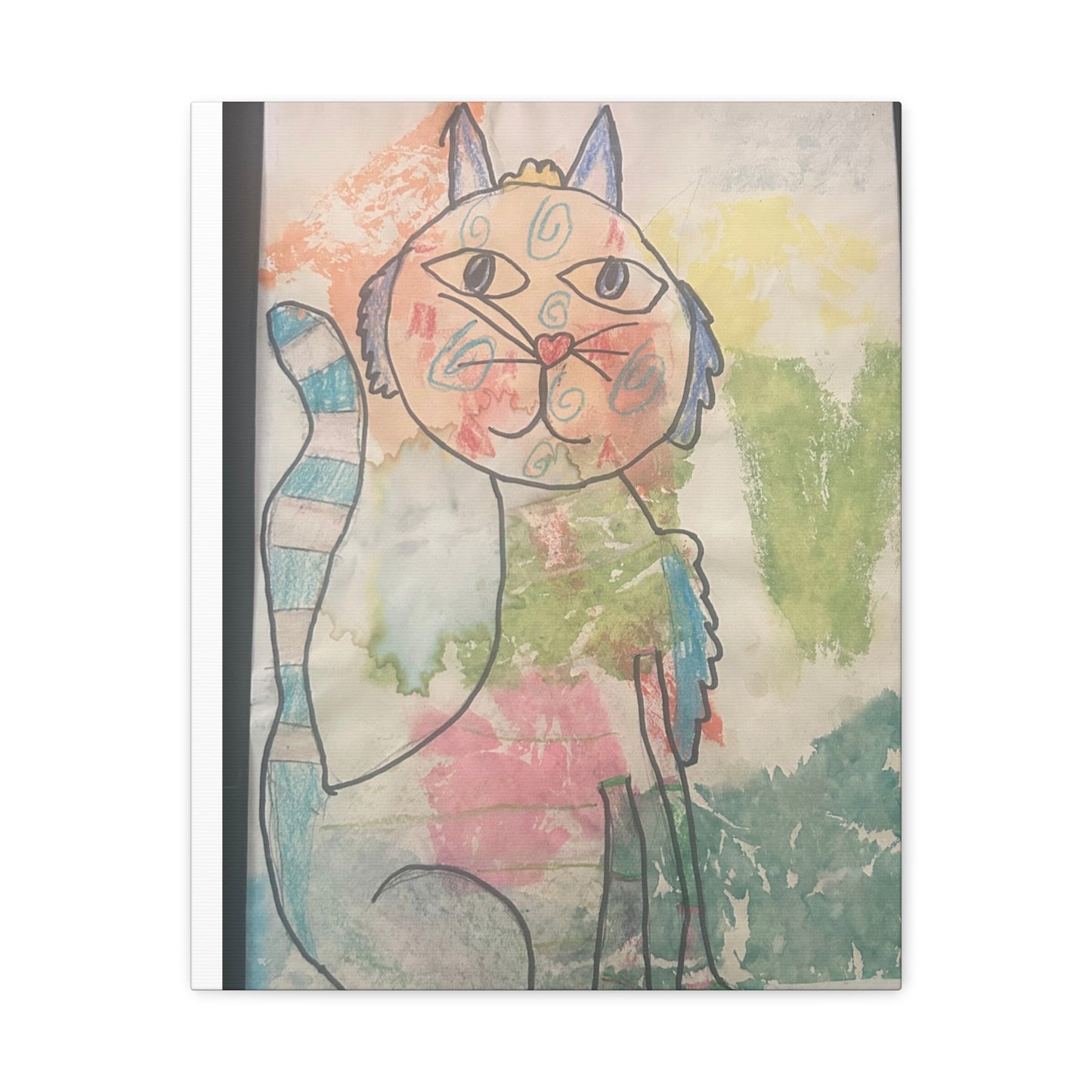 Canvas Wall Art - 'Creation by CHARLETTE' 1990s Colorful Cat Design