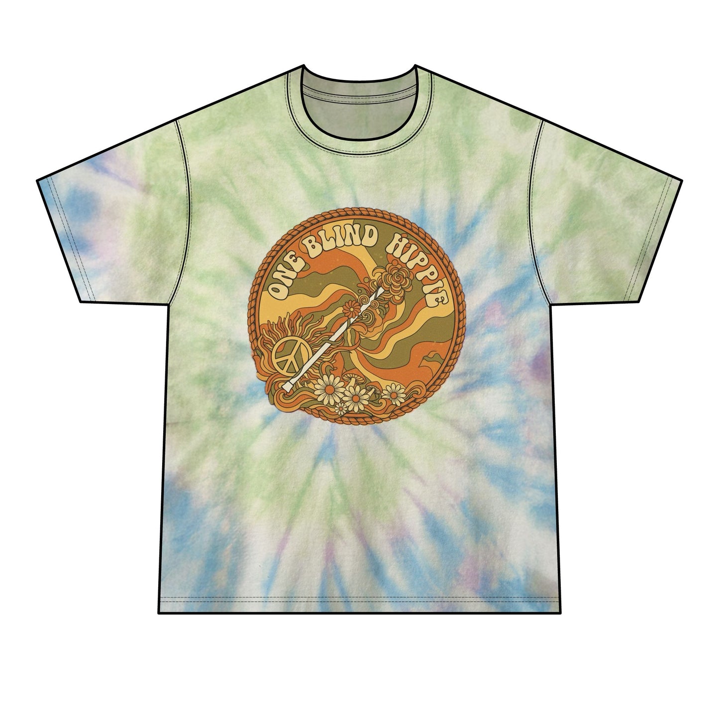 A Retro 'One Blind Hippie' Tie-Dye Tee — Vintage Psychedelic Graphic Shirt