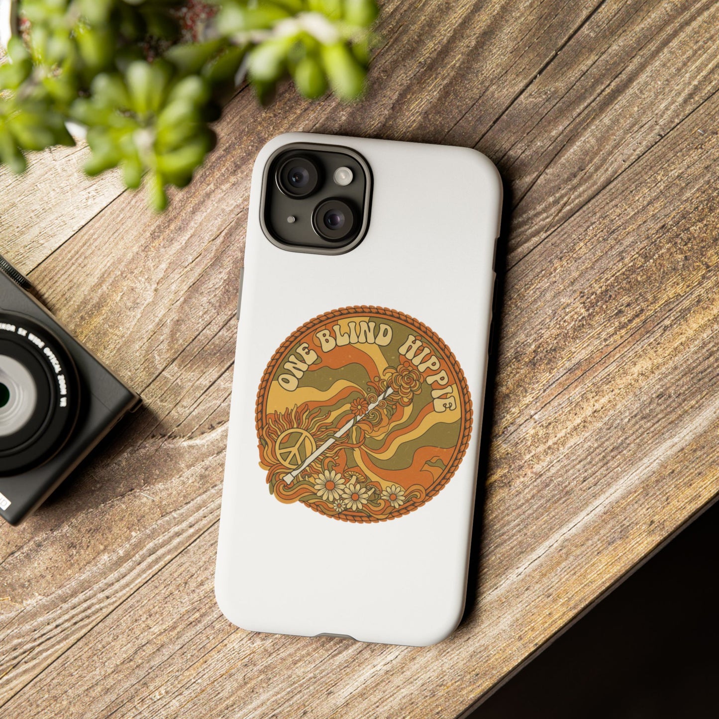 'One Blind Hippie' Retro Peace Phone Case