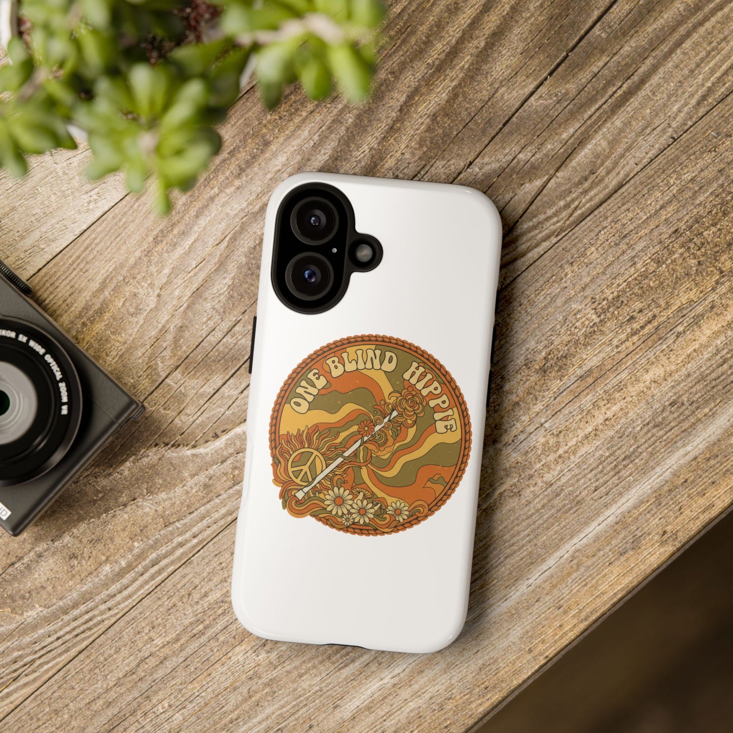 'One Blind Hippie' Retro Peace Phone Case