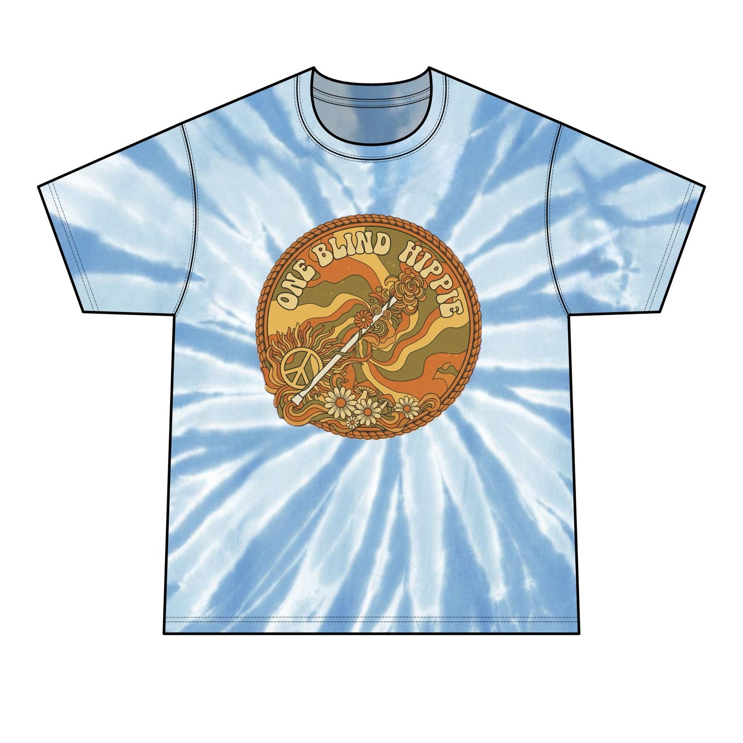 A Retro 'One Blind Hippie' Tie-Dye Tee — Vintage Psychedelic Graphic Shirt