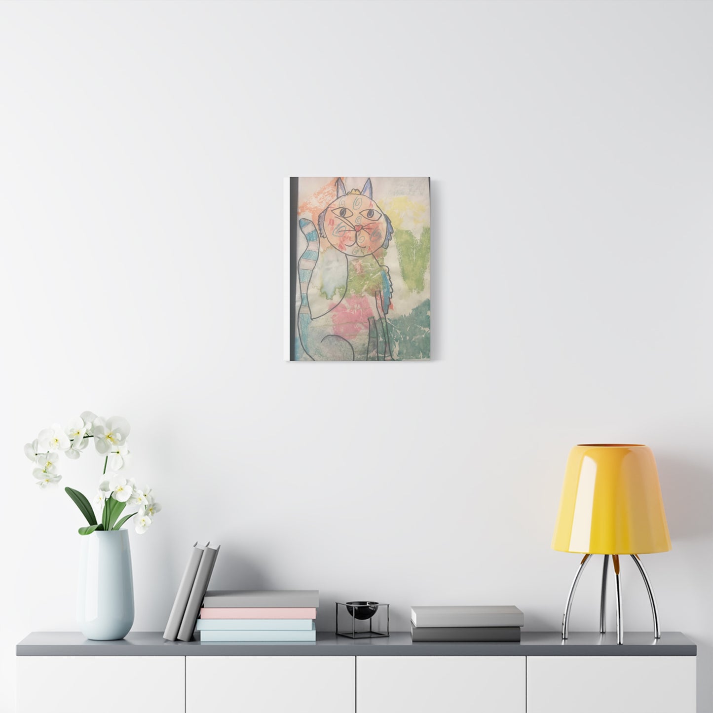 Canvas Wall Art - 'Creation by CHARLETTE' 1990s Colorful Cat Design