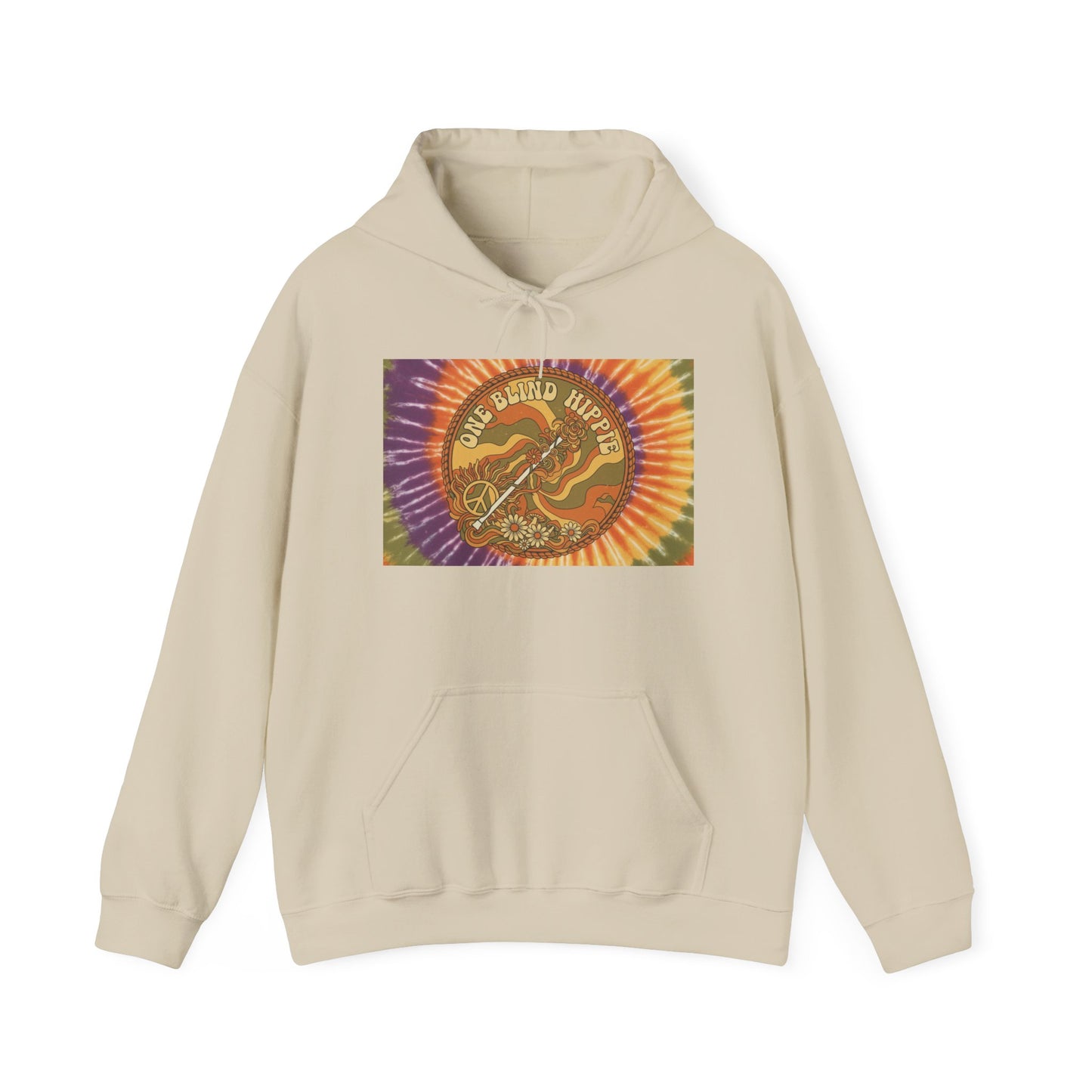 A Positive Vibes Hoodie — "One Blind Hippie" Graphic